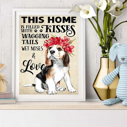 Miniatura 2 de Regalo de Navidad Beagle Dog Cute Animal Love Puppy Kit de pintura de diamantes para adultos principiantes taladro redondo completo kits de arte