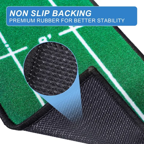Miniatura 2 de Alfombrilla de golf para interior y exterior, profesional, práctica de golf, verde, con marcador de distancia, respaldo antideslizante, accesorios