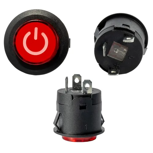 WEELYE - 2 piezas de automóvil de parachoques de 6 V 12 V con botón de encendido circular rojo, interruptor de arranque eléctrico para niños, piezas