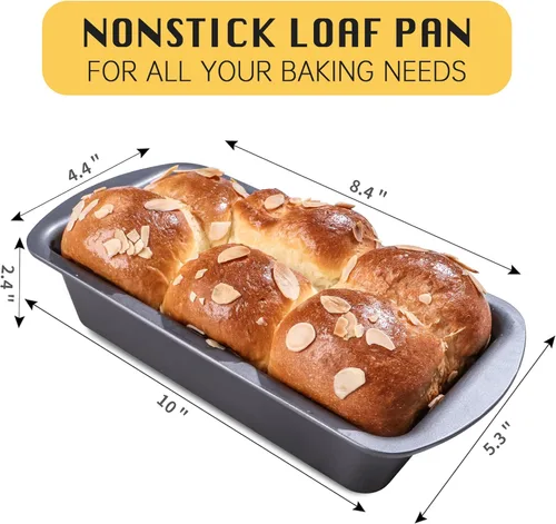 Miniatura 4 de HONGBAKE Paquete de 6 Moldes para Pan de 1 Libra, 8.5 x 4.5 Pulgadas Moldes para Hornear Pan, Molde Antiadherente para Pastel de Carne con Agarres