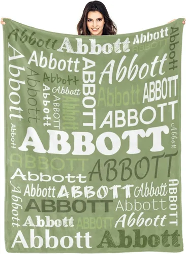 Ships Next Day Custom Blanket with Name Personalized Throw Blanket for Baby Kid Customized Gifts for Dad, Mom, Grandpa, Grandma, Son, Daughter Algae