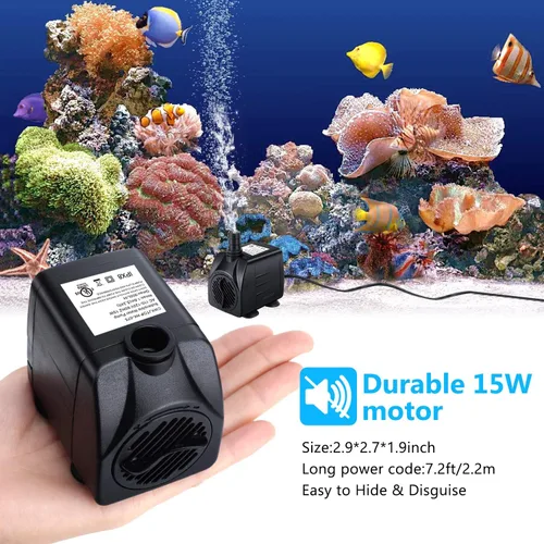 Miniatura 3 de CWKJ Bomba de fuente, bomba de agua sumergible de 220 GPH(15 W, 900 L/H), bomba de agua duradera para fuente al aire libre con cable de alimentación