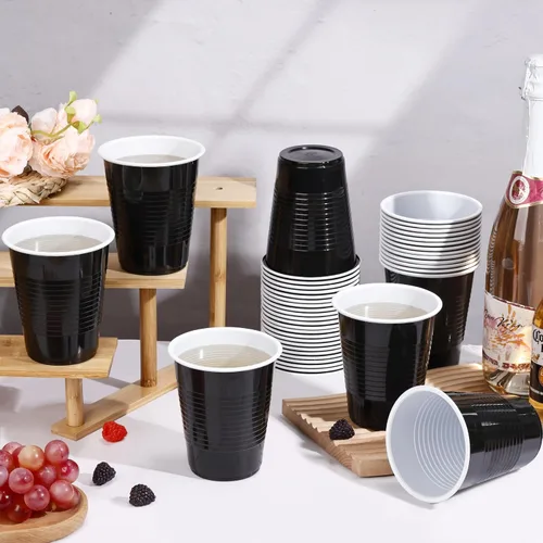 Miniatura 4 de Paquete de 100 vasos de plástico negros de 12 onzas, vasos desechables para fiestas, vasos de bebida resistentes, vasos de graduación para boda