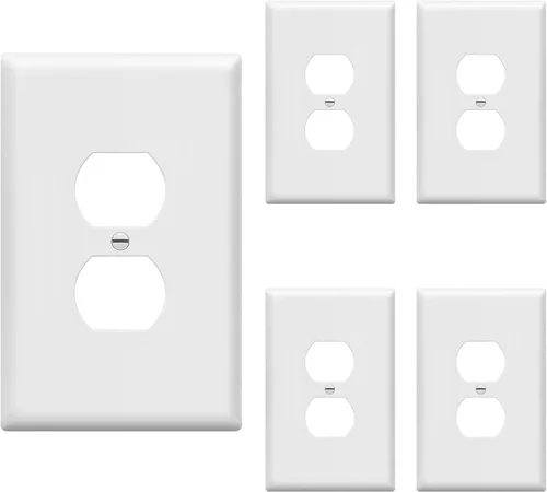 Miniatura 10 de ENERLITES Placa de pared de salida de receptáculo dúplex de tamaño mediano, placas de cubiertas de toma de corriente, tamaño medio de 1 banda, 4.88