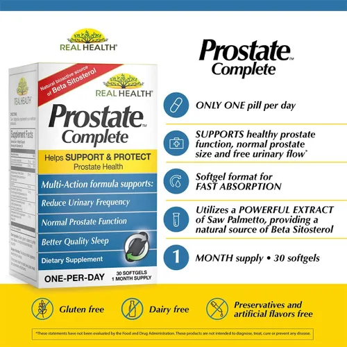 Miniatura 2 de Real Health Prostate Complete - Suplementos para la salud de la próstata para hombres, fórmula de palma enana americana para una vejiga saludable