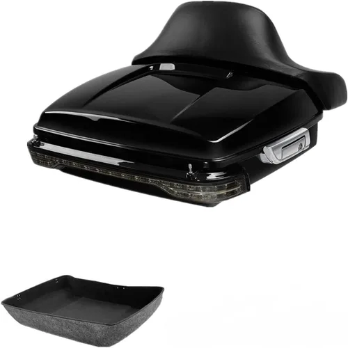 Miniatura 15 de TCMT Caja de maletero de motocicleta cortada de 10.7", respaldo envolvente, soporte de montaje para 2 personas, compatible con Harley 2014-2025 Con