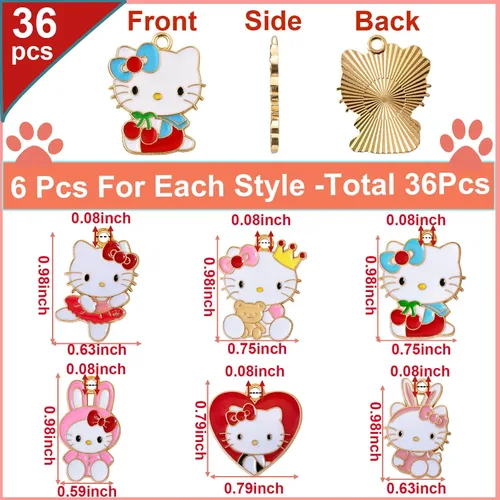 Miniatura 3 de Anjulery 36 Piezas de Abalorio de Esmalte de Gato para Hacer Joyas - Lindo Abalorio de Gatito para Pulseras, Collares, Pendientes y Manualidades