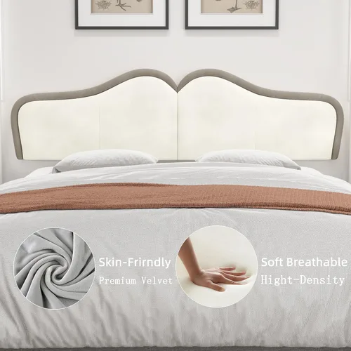Miniatura 3 de BSHOMGI Cabecera Queen para montar en la pared para paneles de cabecera de cama ajustables, cabecera tapizada de terciopelo para dormitorio