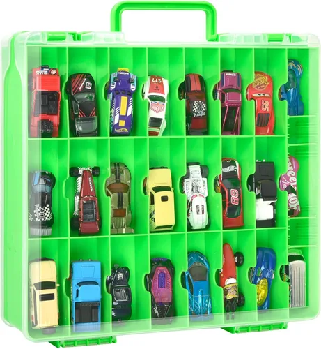 Miniatura 11 de Estuche organizador de almacenamiento de juguetes de doble cara para autos Hot Wheels, para autos de Matchbox, para mini juguetes, para muñecas Negro