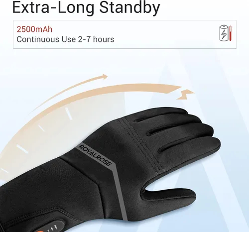 Miniatura 3 de Royalrose Heated Gloves Liners for Men Women, Rechargeable Waterproof Winter Thin Heated Work Gloves with Arthritis Raynaud's Relief for Ski Golf