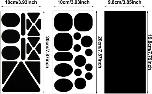 Miniatura 7 de 9 hojas de 96 piezas de parches de reparación de nailon, parches autoadhesivos, diferentes tamaños y formas, ropa impermeable, ligera, parche