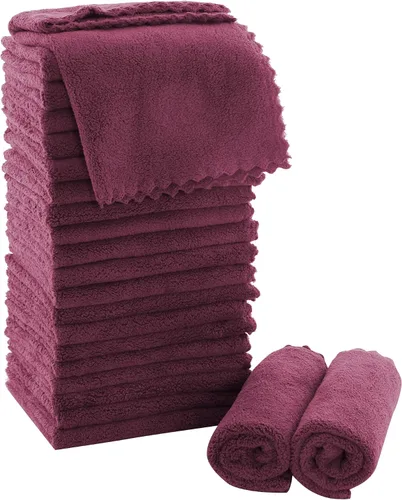 Miniatura 29 de MOONQUEEN Juego de Toallitas Ultra Suaves Premium - 12 x 12 pulgadas - Paquete de 72 - Secado Rápido - Paños de Baño de Terciopelo Coral Altamente