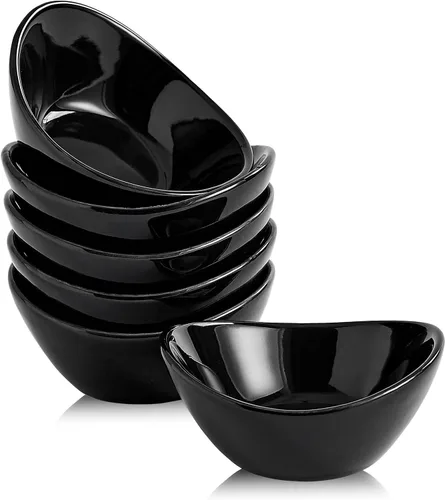 Juego de accesorios de cerámica para embutidos de 6 tazas individuales de salsa de 1.5 onzas, platos de salsa de soja, platos de postre pequeños