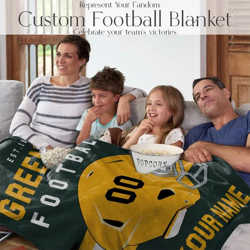 Miniatura 60 de Manta personalizada para fanáticos del fútbol americano – Se envía al día siguiente – Hecha en Estados Unidos – Manta de vellón personalizada