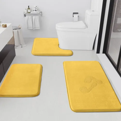 Miniatura 25 de HUXMEYSON Juego de alfombras de baño de 2 piezas, juego de alfombrillas antideslizantes y de secado rápido, alfombras de baño ultra suaves de Negro