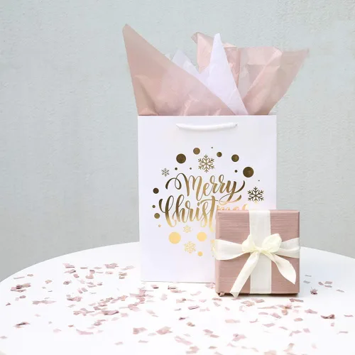 Miniatura 3 de UNIQOOO 100 hojas de papel de seda metálico de oro rosa de 20 x 14, papel de regalo premium a granel, ideal para bolsas de regalo, accesorio