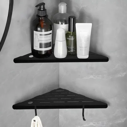 Miniatura 3 de 10 estantes esquineros de ducha, estantes organizadores para pared de azulejos, 2 paquetes, diseño de ranura de acero inoxidable SUS304, estantes