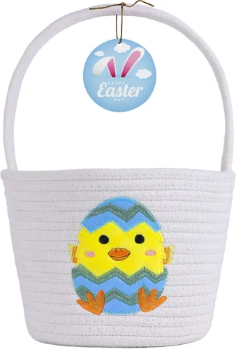 Miniatura 9 de Cesta de Pascua, cestas de Pascua para niños, cesta de Pascua para bebés con asa, cesta de huevos de conejo vacía, cestas de Pascua para niños