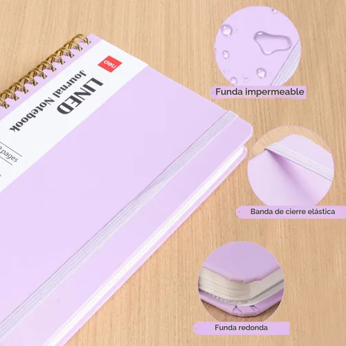 Miniatura 5 de deli Purple Lined Spiral Journal Notebook, 160 Pages, A5 (5.5"x8") Hardcover Writing Notebook, College Ruled Spiral Bound Journal for Women & Men