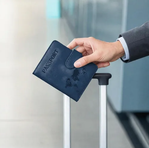 Miniatura 6 de Juego de 2 fundas para pasaporte, Azul, verde, Minimalista