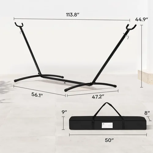 Miniatura 2 de FDW Soporte de hamaca portátil de 9 pies, soporte de hamaca resistente, soporte de acero portátil solo para patio al aire libre o interior con funda