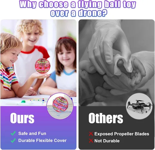 Miniatura 4 de XINHOME - Juguetes de bola de orbe volador con forma de globo, mini dron con controlador de mano, boomerang mágico que gira y sobrevuela, controlado