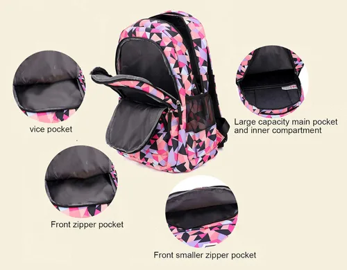 Miniatura 4 de JiaYou Mochila escolar primaria para niña con estampado de flores