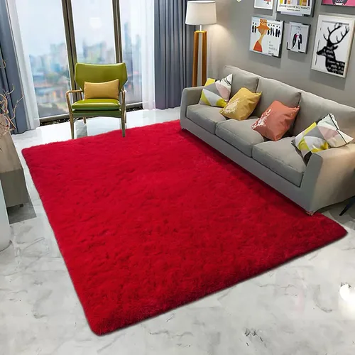Miniatura 9 de DETUM Alfombra de pasillo peluda roja de 2 x 4 pulgadas, para dormitorio, mesita de noche, alfombras suaves para habitación de niños