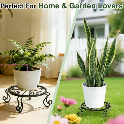 Miniatura 7 de Kylinbigda Soporte de metal para plantas para interiores y exteriores, soporte de esquina baja, decoración para plantas pequeñas para el hogar