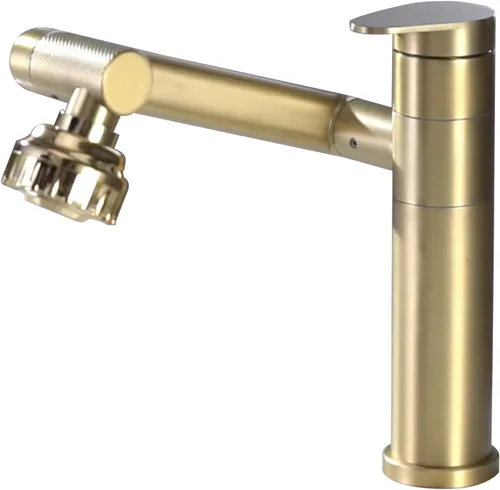 Miniatura 11 de Pistola de grifo de baño giratoria de 1080 grados, grifo de lavabo gris, 1 mango, rociador de ángulo grande, extensor de boquilla de aireador Gris
