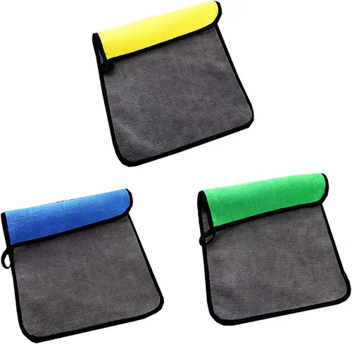 Miniatura 4 de Paños de limpieza, cuidado del automóvil, paño de secado de limpieza, pulido de cera, toalla de lavado de muebles de cocina, amarillo + gris