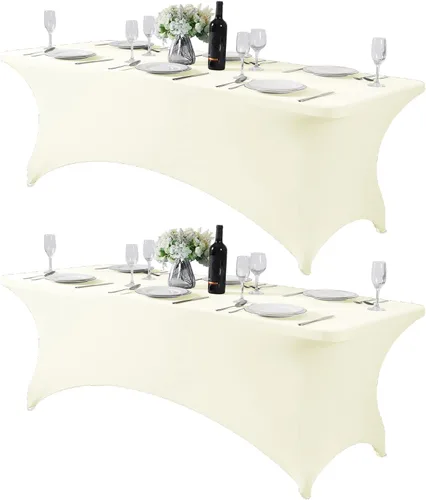Miniatura 149 de Mantel de elastano para mesas de 4, 6 u 8 pies, mantel elástico universal ajustable para fiestas, banquetes, bodas y eventos - Verde manzana
