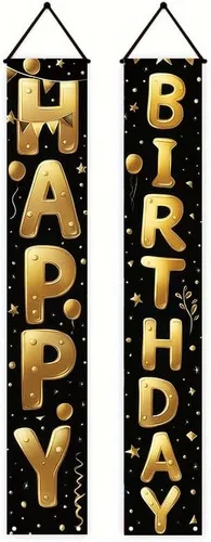 Miniatura 12 de Cartel decorativo de feliz cumpleaños de 12 x 71 pulgadas, bonito cartel colgante para puerta de cumpleaños, suministros de fiesta coloridos