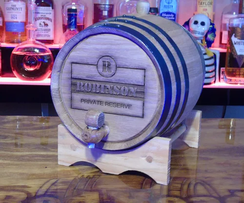 Miniatura 2 de Barril de envejecimiento personalizado de roble americano blanco (1 litro) - Barriles de whisky grabados para envejecer su propio licor