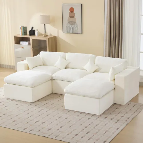 Miniatura 22 de Sofá modular sin hueso de 115 pulgadas, sofá modular modular con otomana, tapizado de gran tamaño, convertible, cómodo sofá de felpilla de 4 plazas