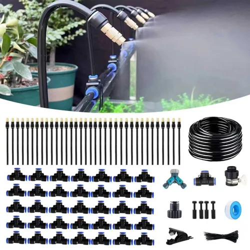 Miniatura 8 de Kit de riego por goteo de 50 pies, sistema automático de riego de jardín con conectores rápidos sin herramientas, goteros de flexión de 360°
