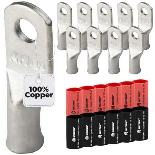 Miniatura 119 de SELTERM 5 piezas terminales de cable de cobre estañado 1/0 AWG perno de 1/2", extremos de cable de batería, terminales de anillo, conectores