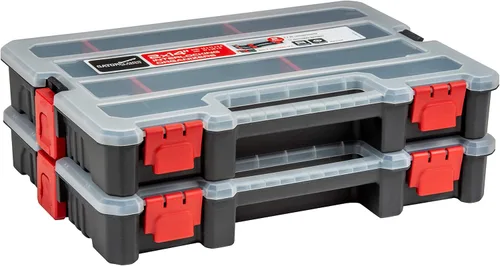 Paquete de 2 cajas organizadoras de piezas pequeñas, organizador apilable de almacenamiento de accesorios con 20 compartimentos y divisores,