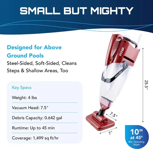 Miniatura 7 de POOL BLASTER Pulse - Aspiradora inalámbrica para piscina sobre el suelo, aspiradora sin manguera de ingeniería estadounidense con cámara de residuos
