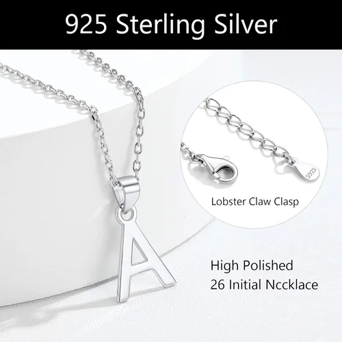 Miniatura 4 de SILVERCUTE Initial NecklaceEarrings for Women Girls, Hypoallergneic 925 Sterling Silver Fine Jewelry, Cute Dainty Name Chain Choker, Letter Pendant