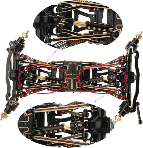 Miniatura 7 de Ejes de transmisión de revestimiento negro de latón con orificio en forma redonda para Axial AX24 1/24 RC Crawler Metal pieza de actualización