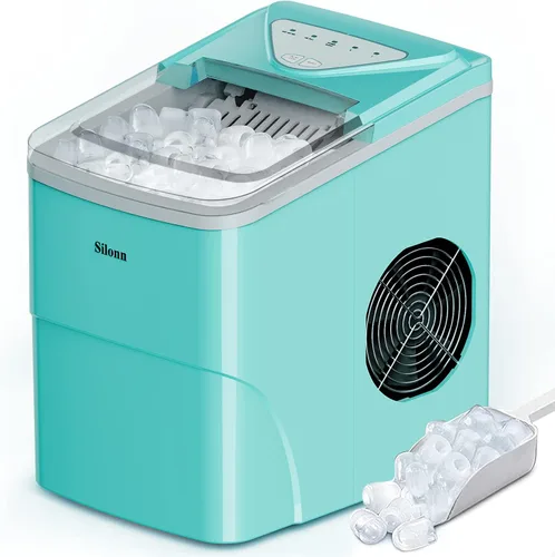 Miniatura 8 de Silonn Nugget - Máquina de hielo para encimera, máquina de hielo de guijarros con hielo masticable suave triturado, 33 libras por día con cuchara