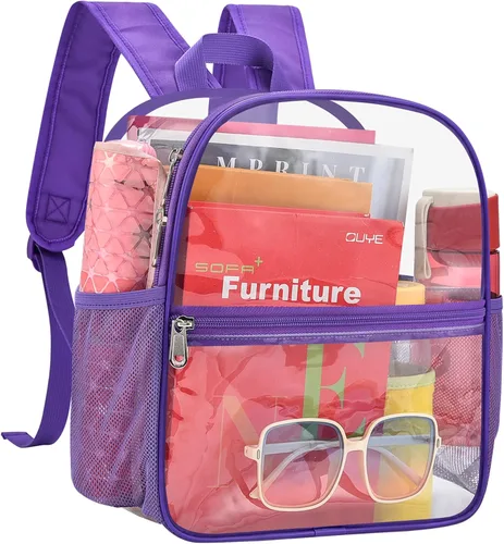 Miniatura 9 de Busiuw Mochila Transparente para Eventos de Estadio 12x12x6 Mini Pequeñas Mochilas Deportivas para Fanáticos, Aguamarina
