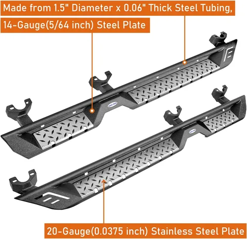 Miniatura 6 de Hooke Road Wrangler JK - Barras para estribo, escalones laterales desplegables de 7.4 pulgadas con almohadilla antideslizante para Jeep Wrangler JK