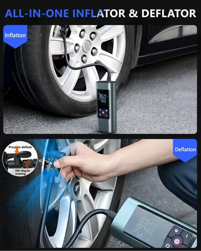 Miniatura 4 de Compresor de aire portátil para inflador de neumáticos: bomba de aire inalámbrica para neumáticos de automóvil 150PSI - Bomba de neumáticos