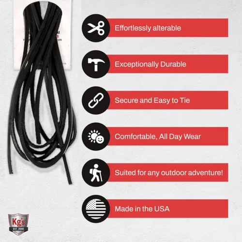 Miniatura 3 de Kg's Cordones de cuero auténtico cordones de zapatos de cuero 100% genuino para adultos, los cordones de cuero para botas son resistentes y duraderos