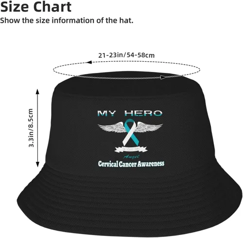 Miniatura 2 de My Hero is Now My Angel Cervical Cancer Awareness Bucket Hats Double-Woven for WomenMen Adult Fisherman's Hat Sun Cap Packable Outdoor Fisherman Hat