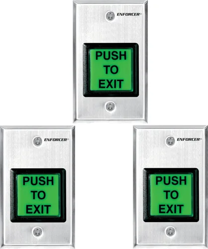 Miniatura 5 de Seco-Larm SD-7202GC-PEQ ENFORCER - Placa de pared con iluminación LED RTE con botón verde grande, botón grande iluminado con leyenda "PUSH TO EXIT