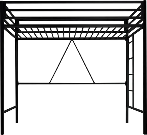 Miniatura 9 de ikalido - Cama elevada de metal tamaño individual con barandilla de seguridad y escalera, no necesita somier, muebles de dormitorio que ahorran