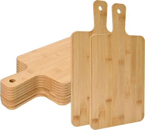 Miniatura 8 de WILLOWDALE 10 tablas de cortar de madera para cocina, tablas de charcutería de 11 pulgadas, tabla de servir de madera para pizza, queso, postre